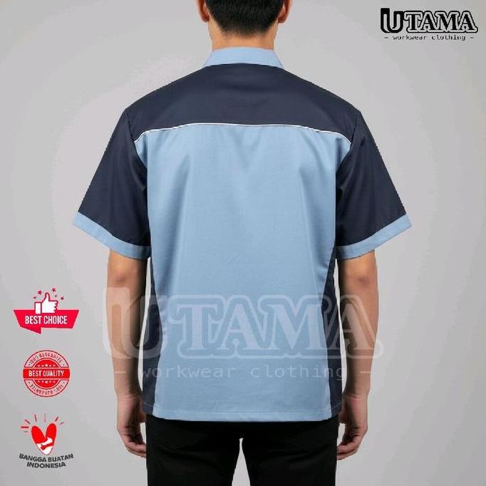 Termurah / Hot Sale Kemeja Karyawan Biru Dongker - Kemeja Lengan Pendek - Seragam Pegawai - Baju Ker