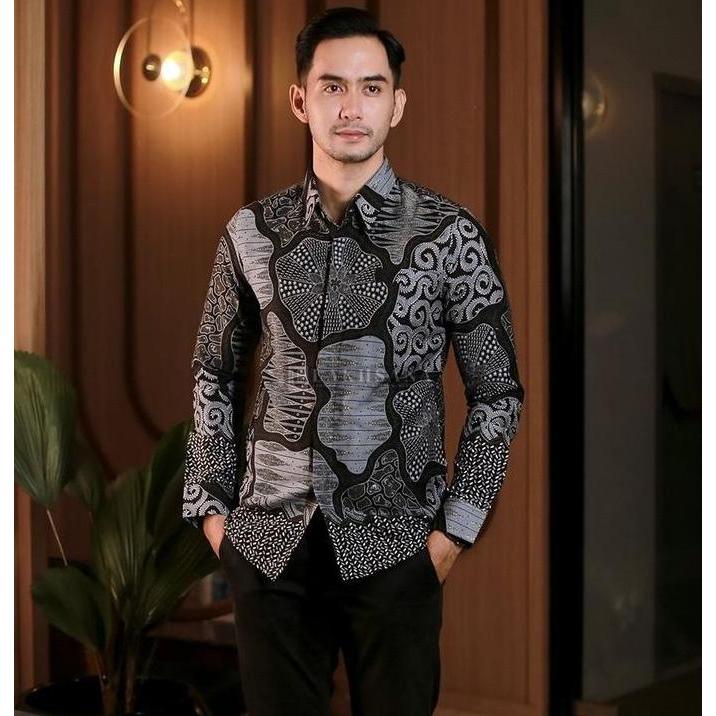 Termurah / Hot Sale Kemeja Batik Pria Lengan Panjang Motif Sultan Size M L Xl Xxl Hijau Emerald Mura
