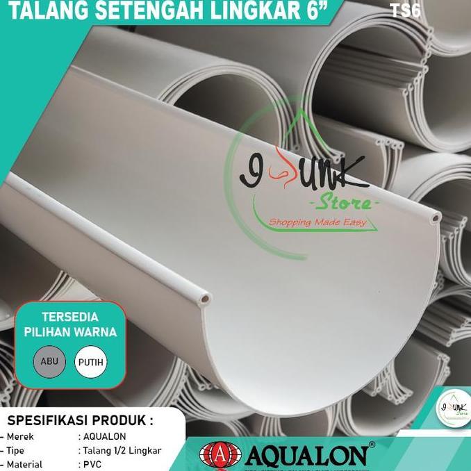 Murah Talang Air Pvc Oval 6 Inch Aqualon Panjang 4 Meter / Rain Gutter 6 Inch / Talang Air Setengah 