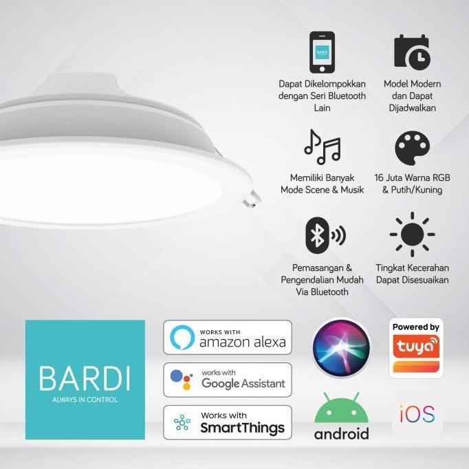 Lampu BARDI Smart Beacon Panel Downlight 14W RGBWW Lampu LED Bluetooth