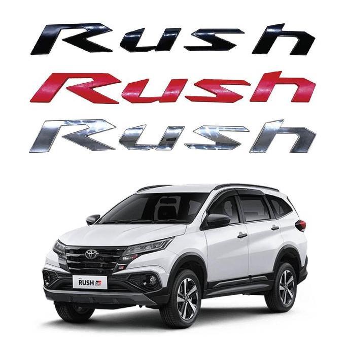 Murah Logo Kap Mesin Toyota Rush Tulisan Rush Hitam Merah Chrome