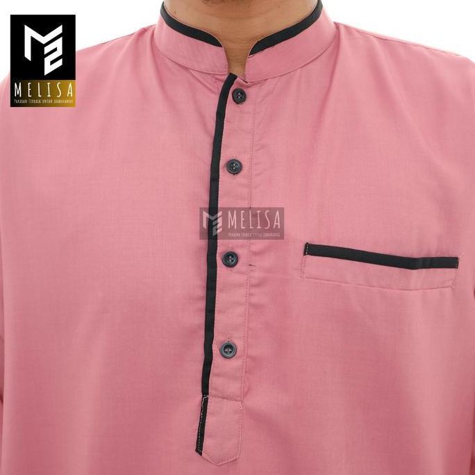 Baju Koko Pria Setelan Pakistan Dewasa Lengan Panjang Bahan Katun Toyobo Warna Baby Pink Kurta Musli