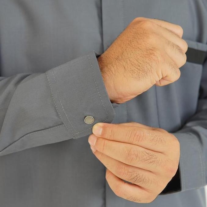 Kobrave Kemko Izzadin Series Kemeja Koko Muslim Pria Premium Lengan Panjang Motif Warna Black, Grey,