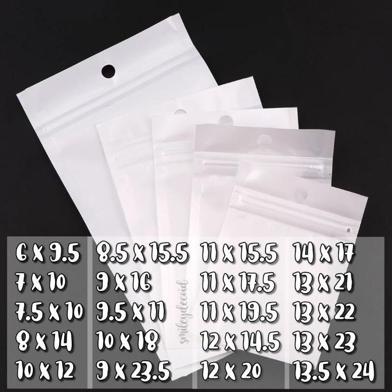 BIG PROMO PLASTIK KLIP ZIPLOCK PUTIH SUSU TRANSPARAN STICKER STORAGE BAG AKSESORIS BANYAK UKURAN 6X1