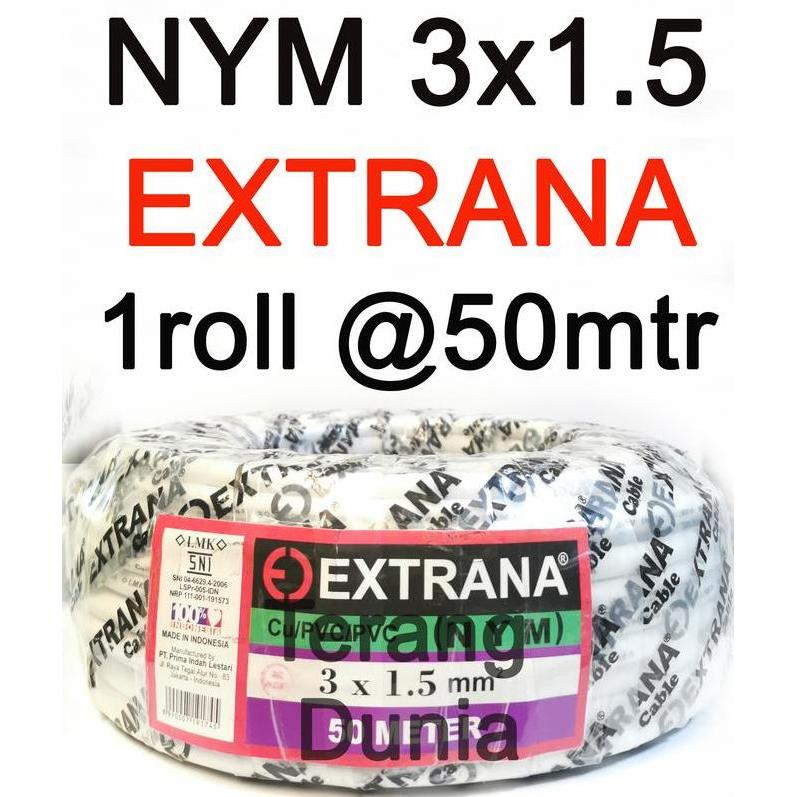 Nym 3X1.5 Extrana Kabel Listrik Tunggal 3X1.5 Extrana Kabel Extrana 3X New Stok