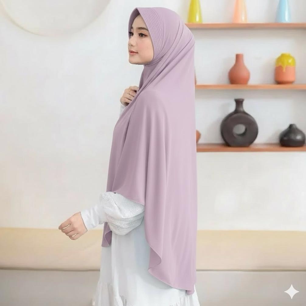 BIG PROMO Khimar Jumbo XXL Bergo Instan Jersey Tebal Adem, Tidak Menerawang