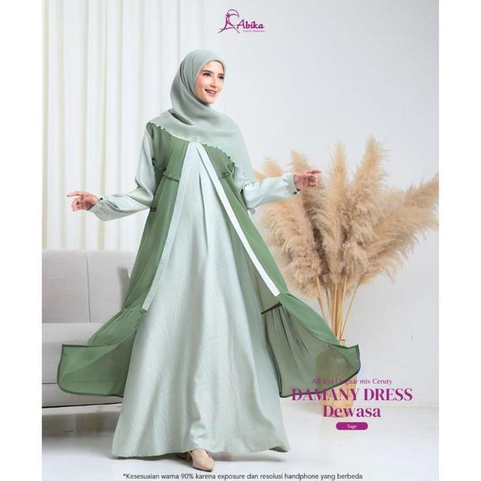 New Sarimbit Abika Lebaran 2025 / Damany Allie- Sage Green / Fashion Muslim