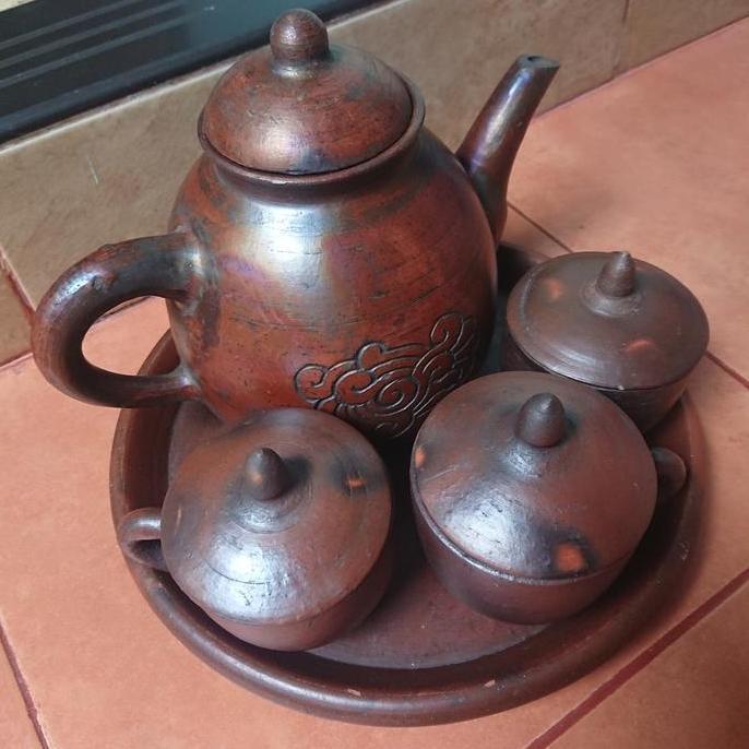 TEKO POCI SET GERABAH TANAH LIAT 1100ML TEA POT TRADISIONAL KLASIK AIR MINUM KOPI SAM CORP  Kitchenw