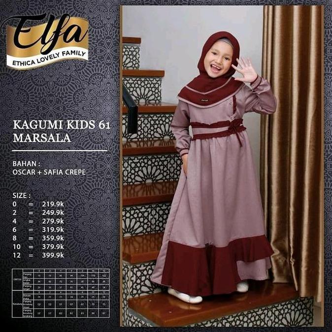 Kagumi Kids 61 Marsala, gamis anak ethica