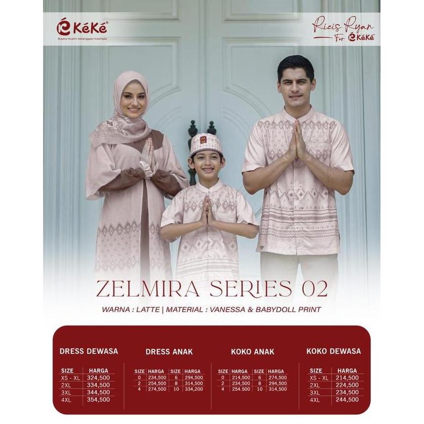 Sarimbit Keke Zelmira 02 Series - Latte / Sarimbit Keluarga Terbaru 2024 / Baju Sarimbit Keluarga / 
