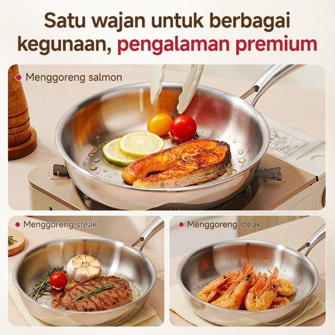 Dedo_Langgan - Modofo Panci Stainless Steel Wajan Penggorengan Anti Lengket Wajan Stainless Steel An