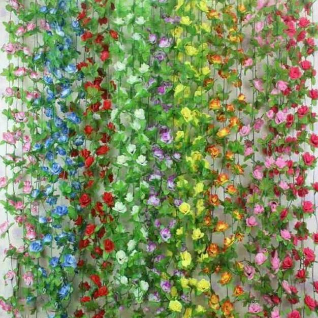 Bunga plastik artificial daun rambat bunga/bunga plastik daun juntai