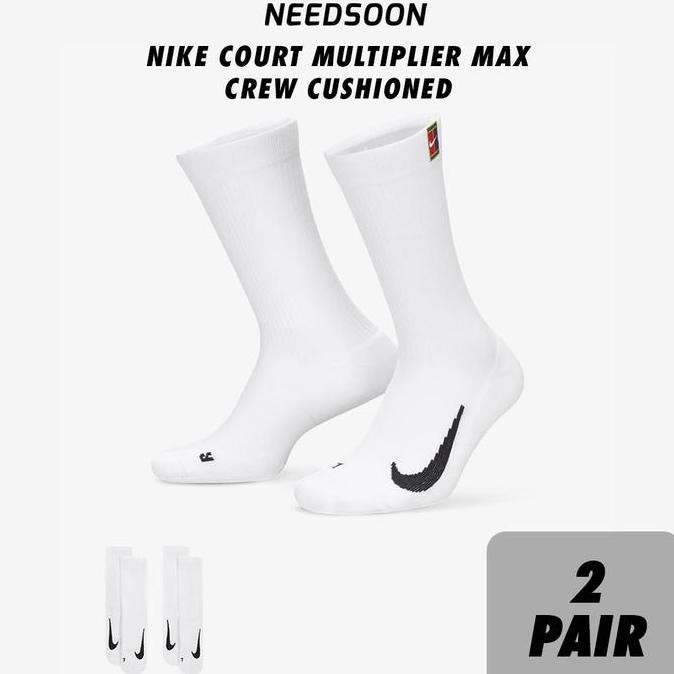 Kaos Kaki Tennis Nike Court Multiplier Max Crew Cushioned 2 Pasang