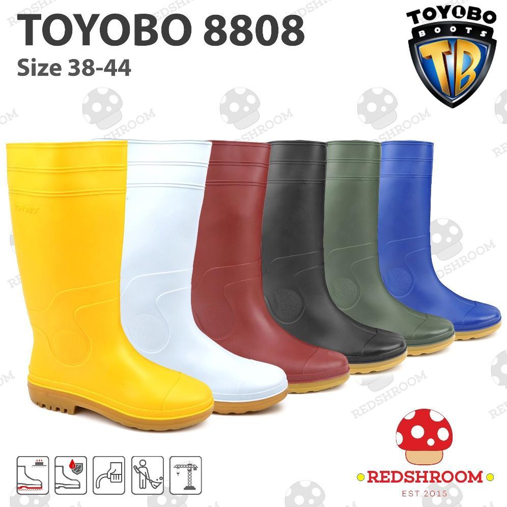 Sepatu Boot Tinggi TOYOBO 8808 Putih Maroon Kuning Hijau Biru Hitam Karet Lokal Lentur Anti Slip Air