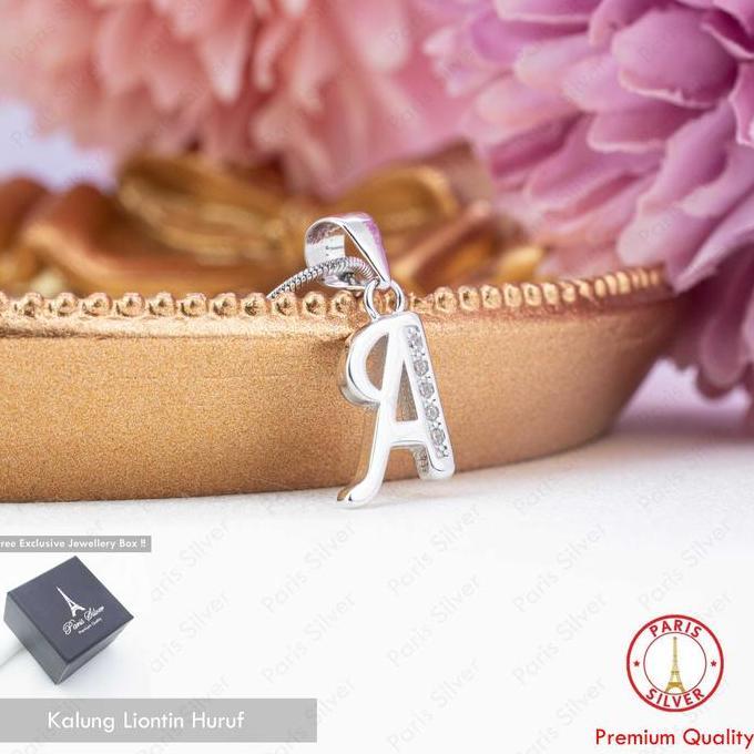Gasajasii- Kalung Huruf Nama Perak Asli 925 Alfabet Liontin Inisial Alphabet Silver Lapis Emas Putih
