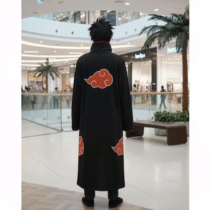 Jubah anime akatsuki long kerah Pria Kimono Hitam Distro Keren