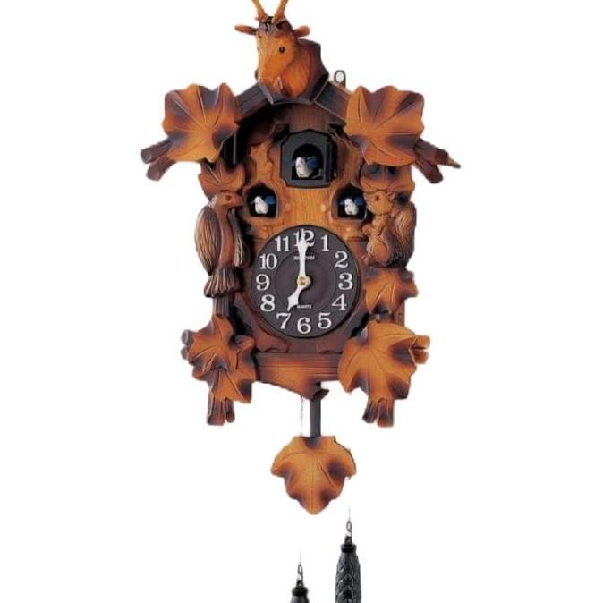 // JAM DINDING CUCKOO RHYTHM 4MJ419 ORIGINAL KIKUK KUKUK WOODEN CASE //