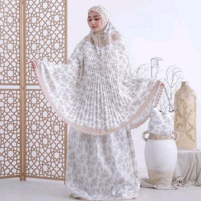 mukena Dewasa katun foil plisket premium