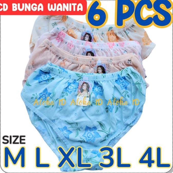 6 PCS CELANA DALAM WANITA MOTIF BUNGA  CANTIK CD WANITA BUNGA MURAH