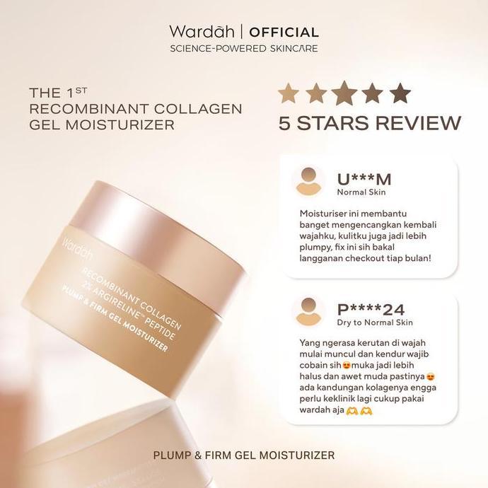 Kirimyaa- Wardah Collagen Moisturizer - Plump & Firm Recombinant Collagen + 2% Argireline Peptide Ge