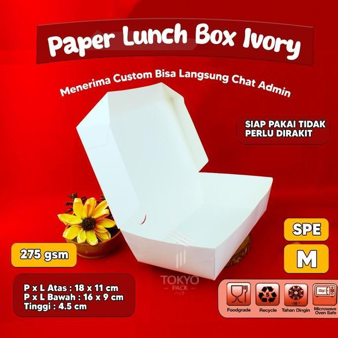 Paper Lunch Box Putih Uk S, M, L - Lunch Box Kertas - Lunch Box Kertas