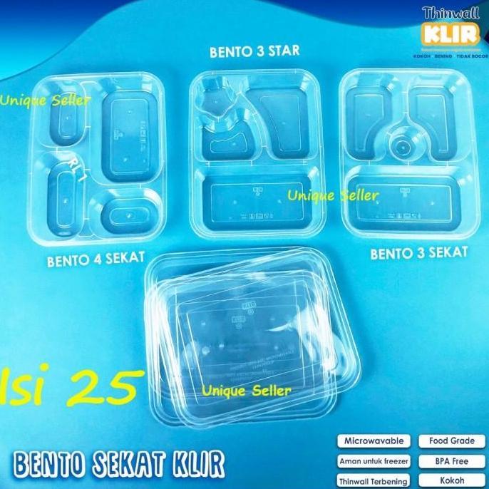 [Isi25] Thinwall Bento Sekat 3 Sekat 4 Bintang Star KLIR / Thinwal Bento Sekat 3 Sekat 4 Bintang Sta