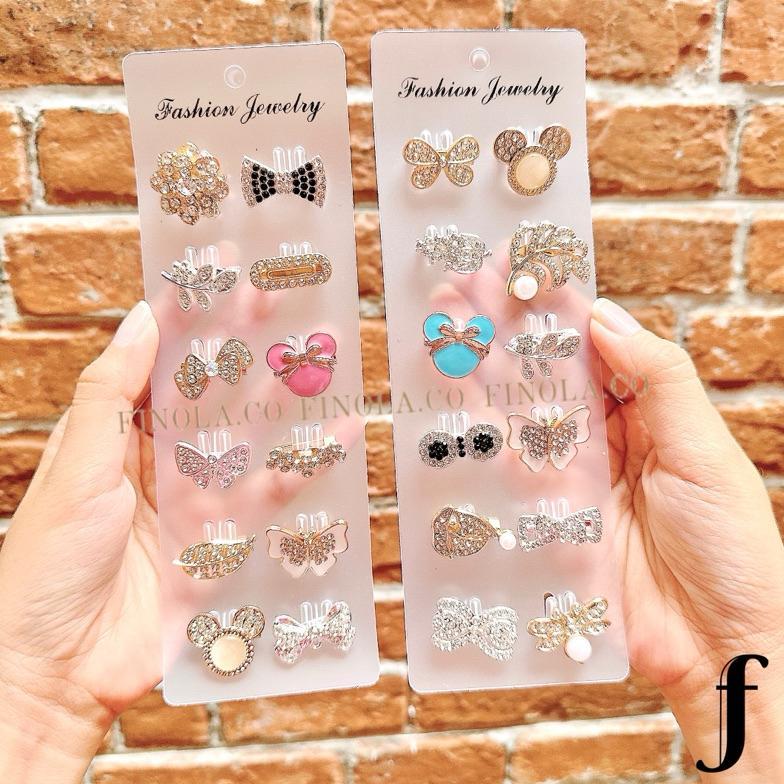 Original Finola Bros Kecil Dagu Bahu Hijab Lusinan 12Pcs Mix Motif Aksesoris Jilbab Mewah Simple Wan