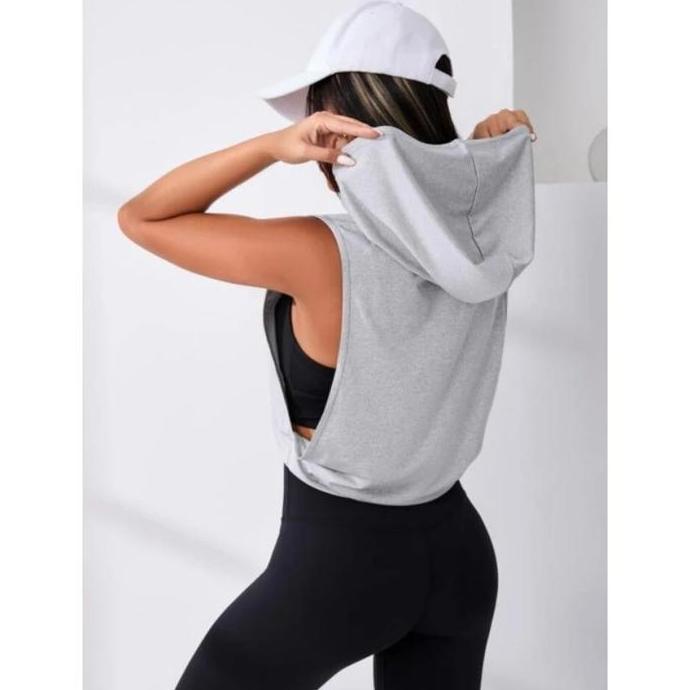 Promo AirFit Crop Hoodie Vest Oversize Wanita Rompi Olahraga Korea Style Modis & Nyaman Diskon