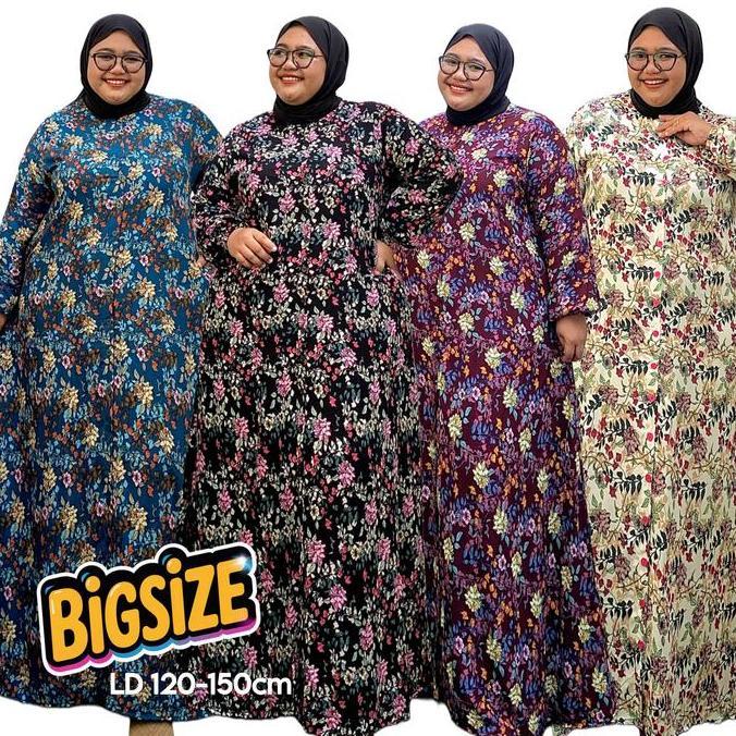 Zeba | Sabby Gamis Jumbo LD 120 - 150 Daily Dress Terusan Katun Rayon Diamond BB 75 - 150 kg Kain Ad