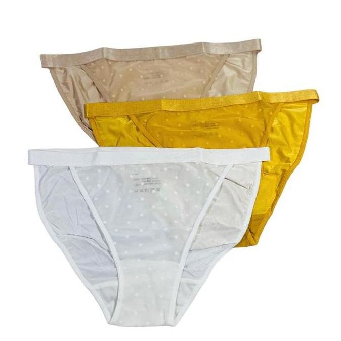 ISI 3/6, Cd Brief Depan Transparant Karet Lembut Wanita Motif Waist Katun Boxer