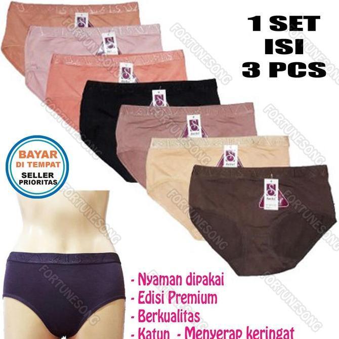 3 Pcs Celana Dalam Wanita Katun Suilei 1178