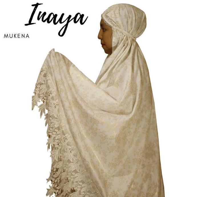 Mukena Dewasa Katun Foil SIlky Adem, Mukena Putih Inaya