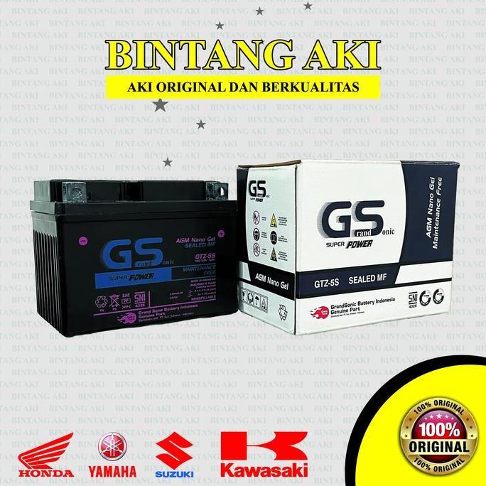 Aki Motor GS GTZ5S MF untuk Honda Beat, Vario 110, Supra X 125, Scoopy, Spacy, Blade Revo dan New Me