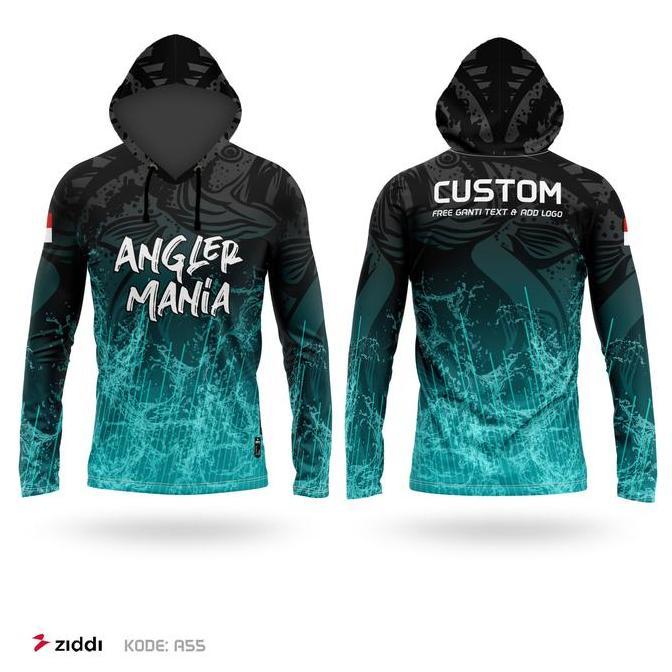Jersey Hoodie Mancing Custom Angler Fishing Kupluk Dryfit Fullprint 55