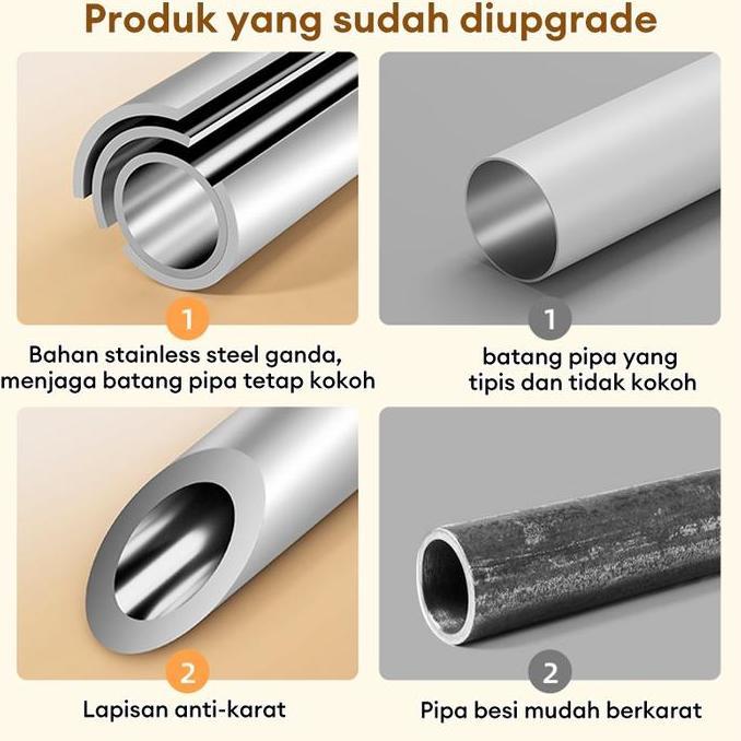 Foodcity- Tiang Jemuran Baju Gantungan/Tiang Hordeng Fleksibel Tiang/Tiang Pipa Kamar Mandi/Tiang Go