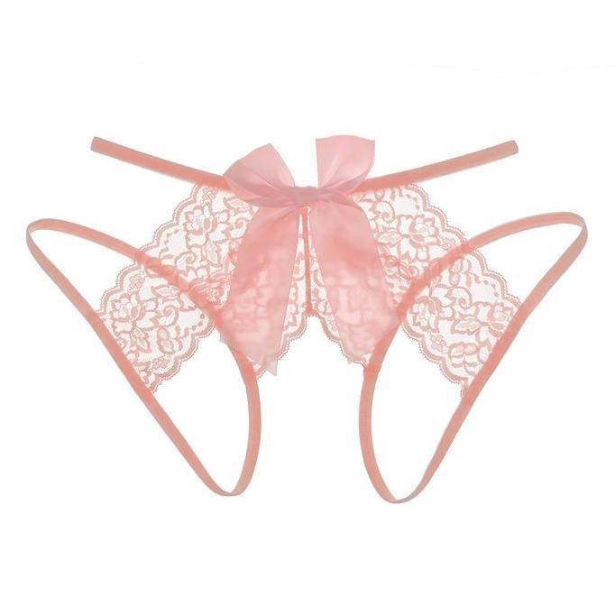 Celana Dalam Open Crotch y Renda Busur Manis Lucu cd Berongga C2310