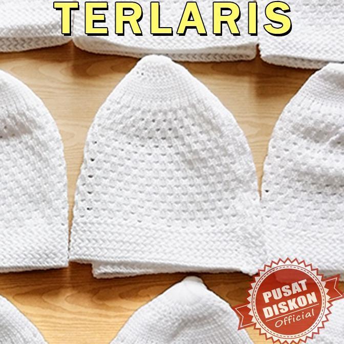 TERLARIS Oleh Oleh Umroh Haji Peci Songkok Kopiah Rajut Polos Peci Putih Peci Polos Songkok Putih So