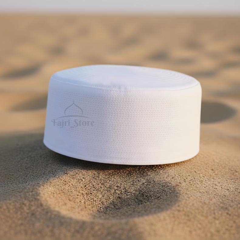 hot kopiah haji / peci batok / peci putih / peci kalbut putih tinggi 8 cm