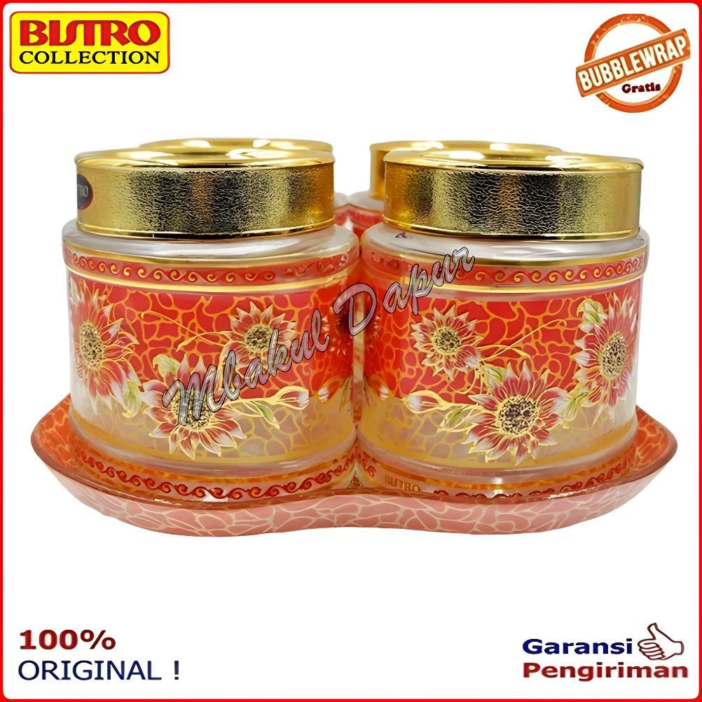 Toples Lebaran Toples Kudapan kue Kaca Mewah Bisa Putar Nampan Kaca Bistro set 4 toples