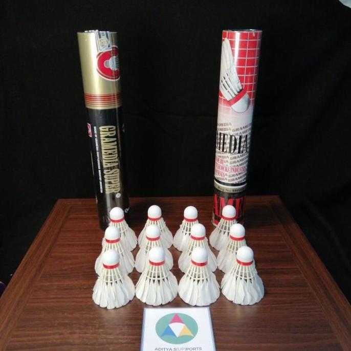 Kok Gramedia Shuttlecock Badminton Raket Bal Bulutangkis Super Hitam Kotak Merah Bulu Bulat Kedot Ol