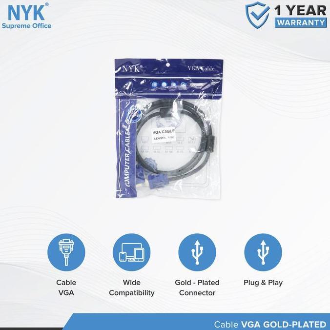 Wizard- Cable Nyk Konektor Kabel Vga 3 Meter Gold Plate