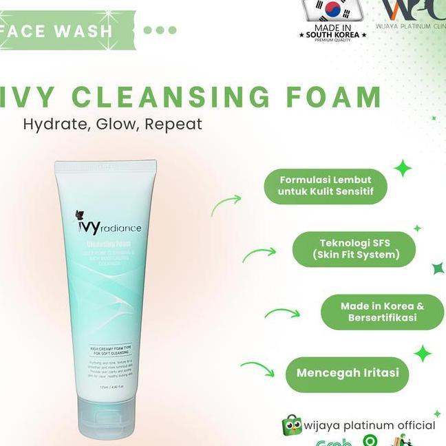 Ivy Radiance Cleansing Foam 125Ml Sabun Muka Lembut Untuk Kulit Sensitif Teknologi Sfs Mencegah Irit
