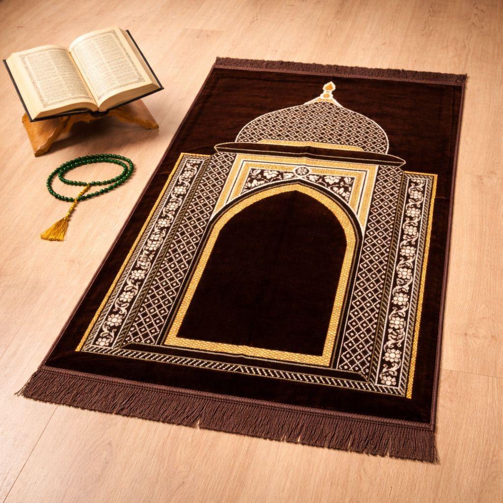 Sajadah Turki Akbar Clasic Bahan Bludru Halus Tebal & Lembut Motif Simple Ukuran Dewasa 70X110Cm
