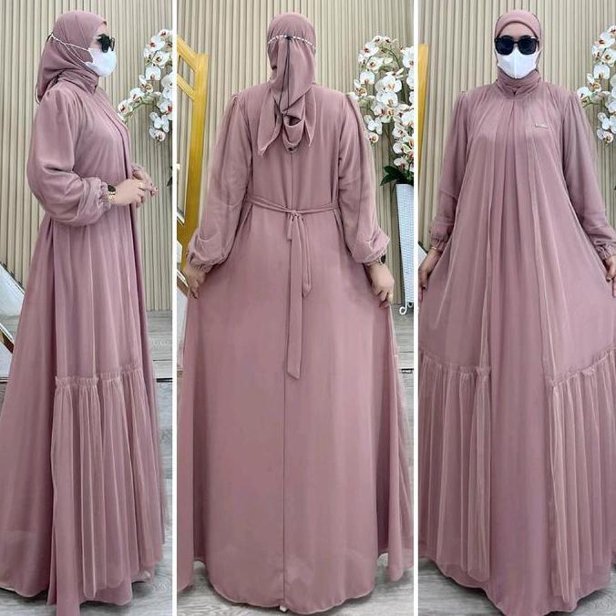 Aje Zas Collection Gamis Terbaru Motif AZIZAH Ori By Aje Zas Collection Ceruty Muslim Panjang Wanita