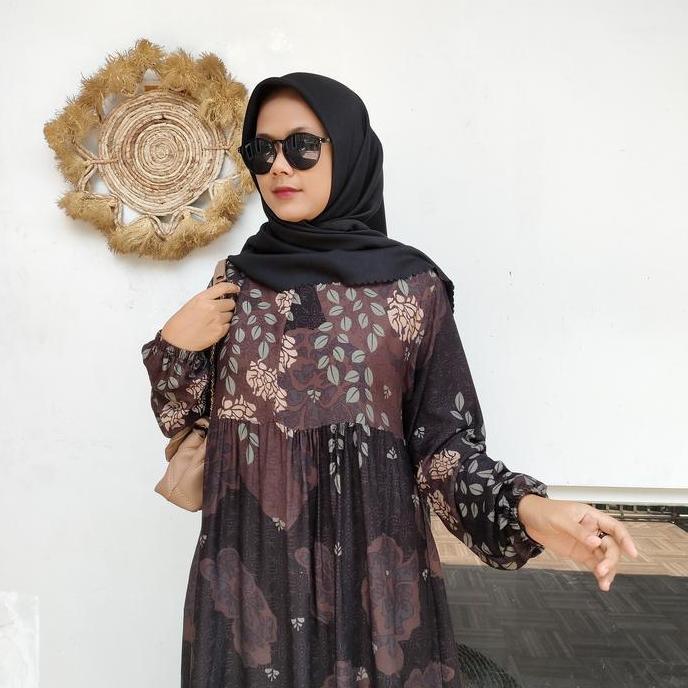 Home Dress Rayon Motif/Dress Rayon Motif Bunga Terbaru Katun Nyaman