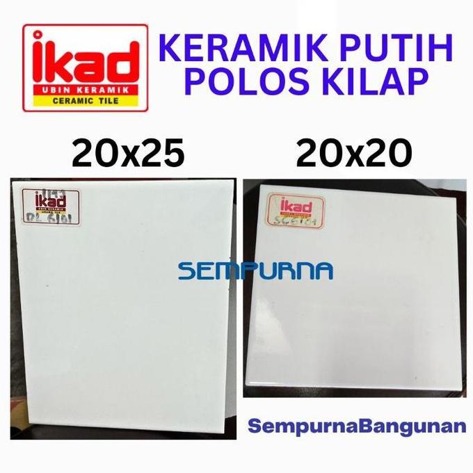 Keramik ubin dinding tembok KW1 putih polos kilap 20x25 20x20 White IKAD SC6101 glossy wall tile