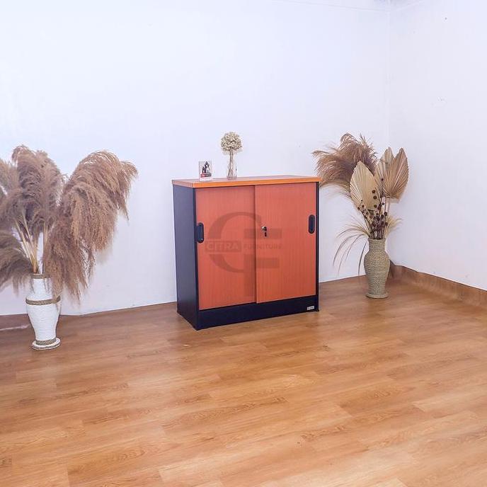 Grosir Lemari Arsip Kayu 2 Pintu Sliding Pendek|Lemari Sleding Kantor