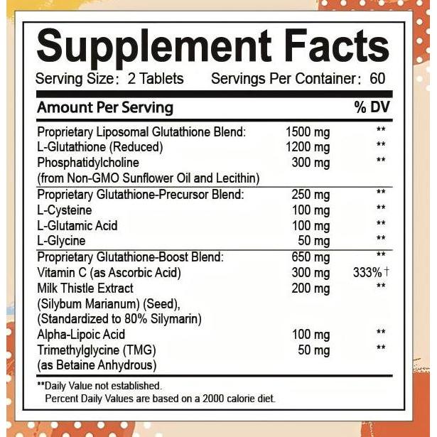 Bisabanget- 2400Mg Liposomal Glutathione, Pengurangan L-Glutathione, Suplemen Glutathione Dengan Vit