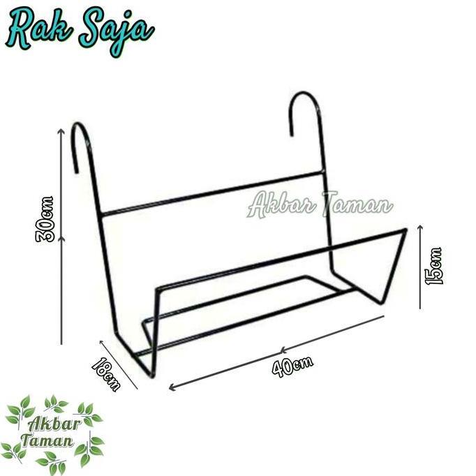 Satu Set Pot Gantungan Pot Bunga Besi Pagar Balkon Free Pot TSDD