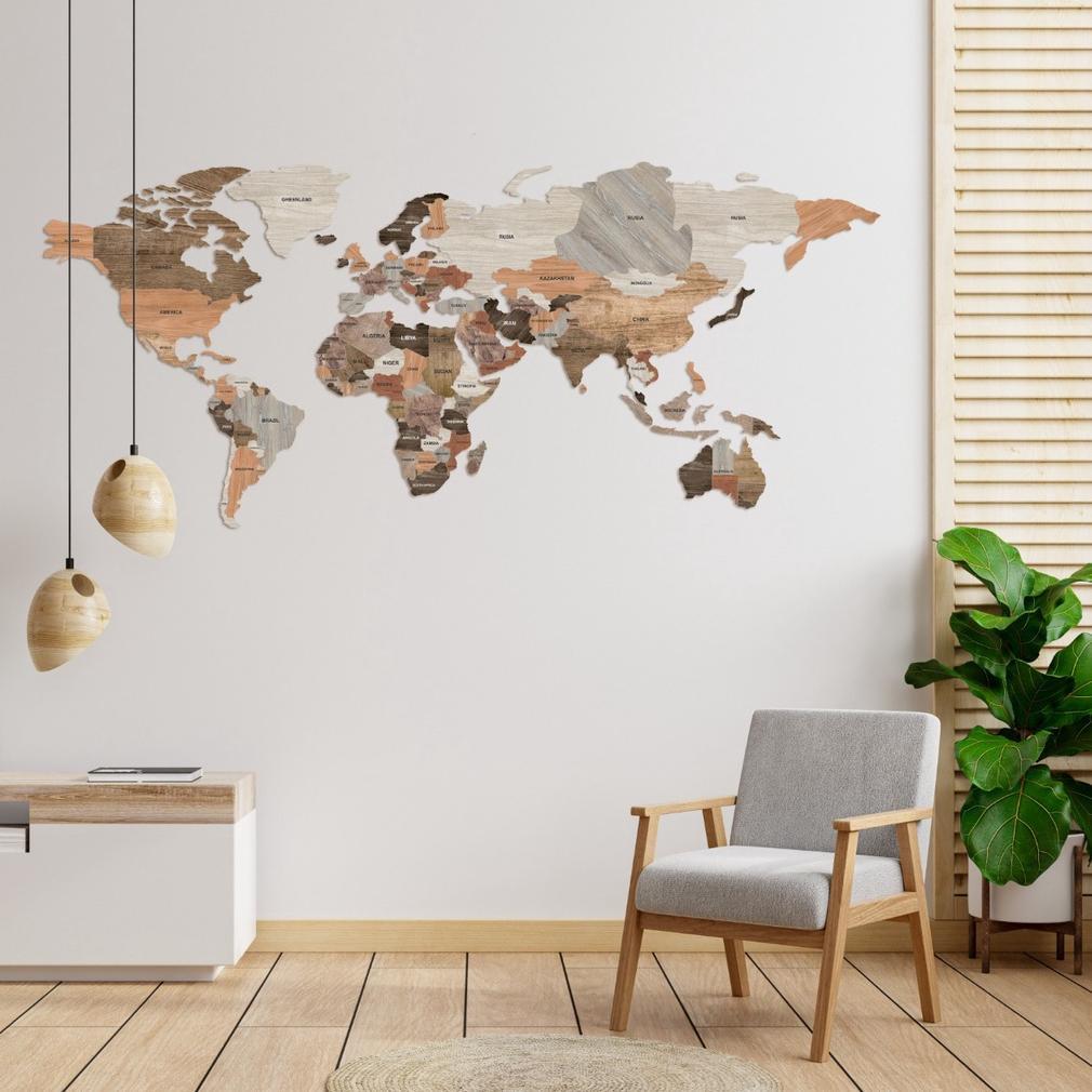 Hiasan Dinding Dekorasi Rumah Walldecor Wooden Peta Dunia